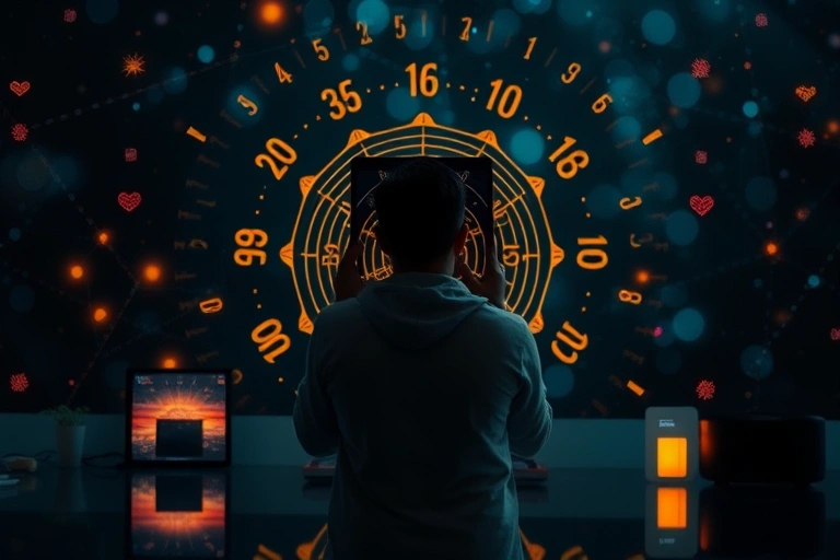 Conceitos visuais relacionados a Numerologia e IA: apps virais em 2026